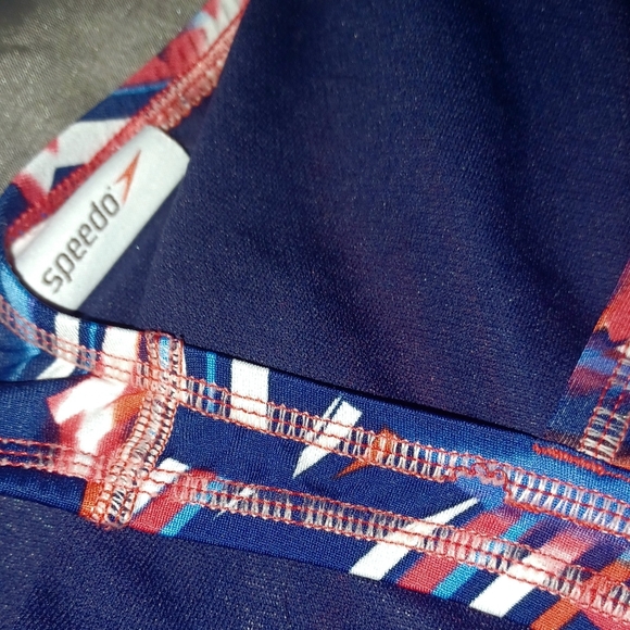 🎄3/$15 Vintage Speedo 1-Piece Patriotic Geo Print Swimsuit - Picture 5 of 5